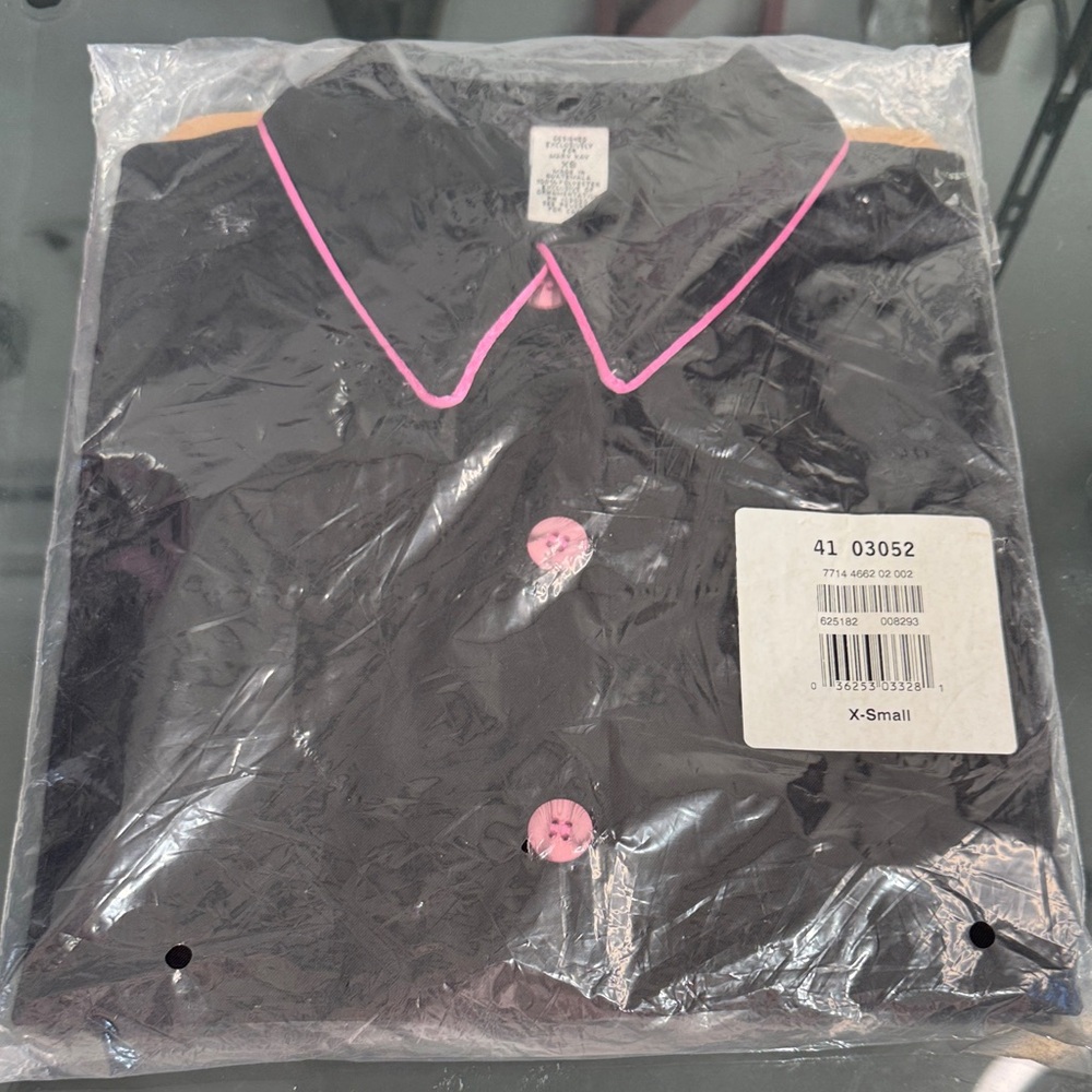 Mary Kay Designed Exclusively Black‎ Pink Trim Button Up Shirt Top XS